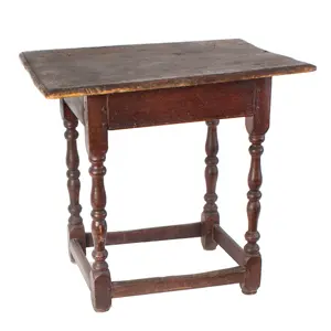 Eighteenth Century Tavern Table, Tea Table, Turned Legs, Stretcher Base