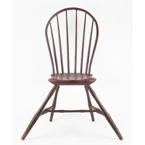 Bow Back Windsor Side Chair, Extreme Splay, Old Red Paint