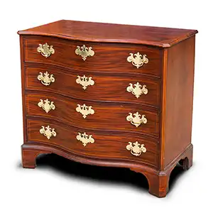 Antique Chest of Drawers, Fine Chippendale Serpentine Chest, Original Brasses
