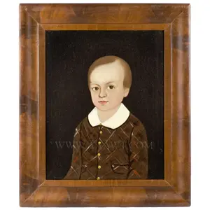 Folk Art Portrait, Young Boy, Attrib. Sturtevant Hamblin, Prior-Hamblen School
