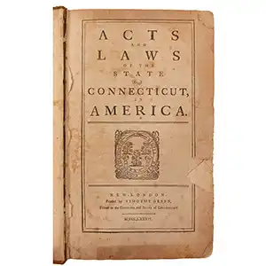 Book, Acts and Laws of the State of Connecticut in America