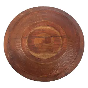 Treen Bowl, Red Paint, Beautifully Turned, New England