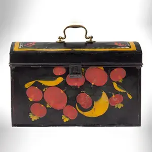 Large Paint Decorated American Painted Tin Trunk
