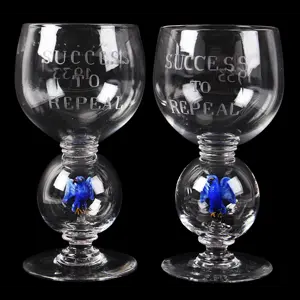 Prohibition, pair of SUCCESS to REPEAL Goblets Containing Eagle, Dated 1933