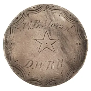 Occupational Badge, Railroad Conductor, Seated Liberty / D.W.R.R