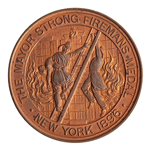 New York City Life Saving Medal, "Mayor Strong Fireman's Medal", by Tiffany