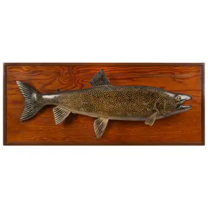 Carved and Painted Lake Trout by Lawrence Irvine, Winthrop, Maine, Signed