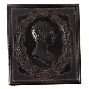 American Thermoplastic Photograph Case, Bust of Henry Clay on Cover