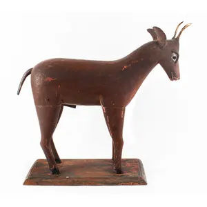 Folk Art Deer, Carved and Painted Spikehorn, Original Paint 