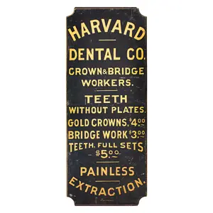 Antique Trade Sign, Harvard Dental Co., Crown and Bridge Workers, 2-Sided
