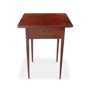 Hepplewhite One-drawer Stand, Federal Table in Original Red Paint