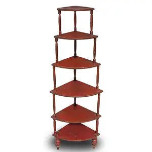 Nineteenth Century Country Etagere, Original Red Paint, Six Tiers