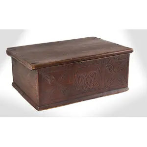 Bible Box, Carved and Scratch Decorated Chest, Hampton, New Hampshire