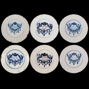 Delft Merryman Plates, Assembled Set of Six