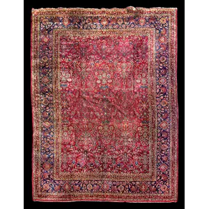 Sarouk Carpet, Room Size Rug, Allover Floral Design, Persia