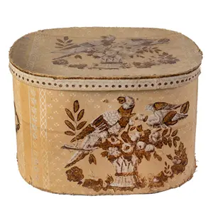 Early Wallpaper Hatbox with Birds and Floral Decoration