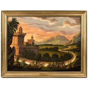Landscape Painting, Mountain and Castle By Thomas Chambers