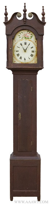 Antique Painted Case Tall Clock, Probably Pennsylvania, Circa 1825 to 1840, entire view