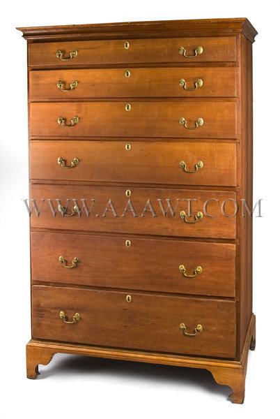 Seven Drawer Tall Chest
Massachusetts
Circa 1780 to 1800, entire view