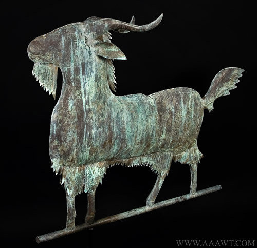 Antique Goat Weather Vane  with Corrugated Goatee, Late 19th Century, angle view