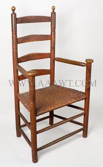Ladder-Back Armchair...in great red paint
New England
Circa 1730-1780, entire view