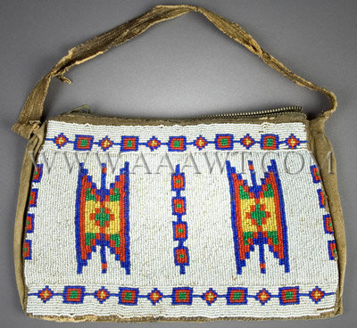 Antique Beaded Purse, Native American Made, Recycled, entire view