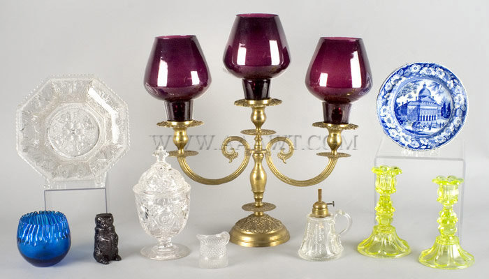 Glass, Candlesticks, Lamps, Plates, entire view