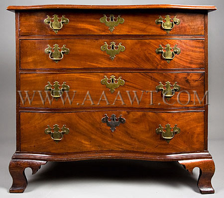 A Fine Chippendale Oxbow Chest of Drawers, The Tyler Family Chest
Massachusetts, Probably Boston; Circa 1760, entire view