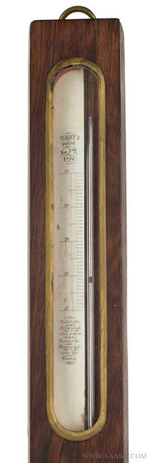 Antique Stick Barometer, Timby's Patent, 1857, close up view