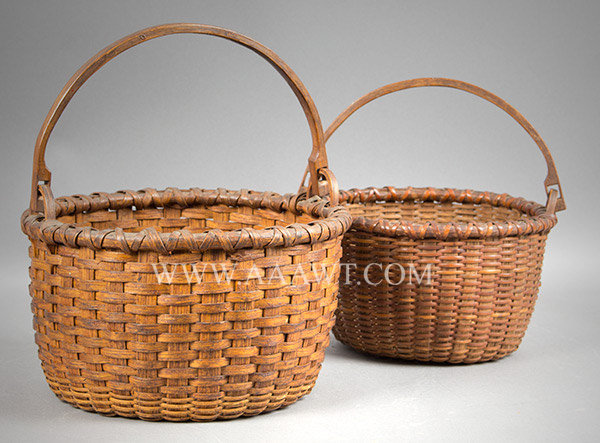 Baskets, Taconic, Pair, Swing Handles, Domed Centers, One Signed JES
19th Century, entire view