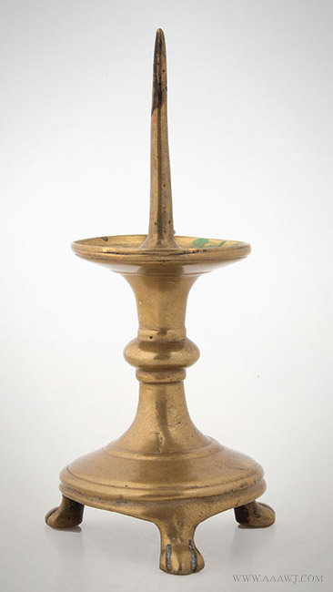 Antique Pricket Candlestick, Flemish or Netherlands, 13th or 14th Century, entire view