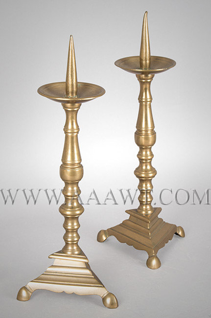 Pair of Seventeenth Century Pricket Candlesticks, Copper Alloy Prickets
France
Circa 1650 to 1700, entire view