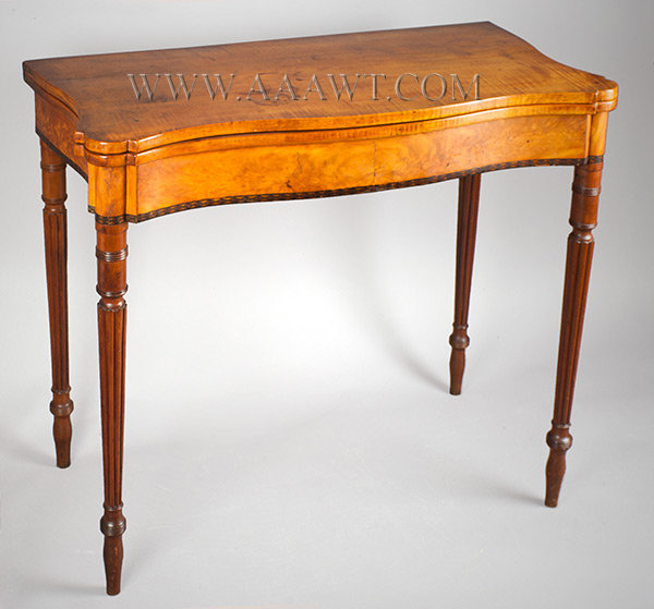 Federal Card Table, Games table, Serpentine Front and Sides, Small Size
Coastal New Hampshire
Circa 1800, entire view