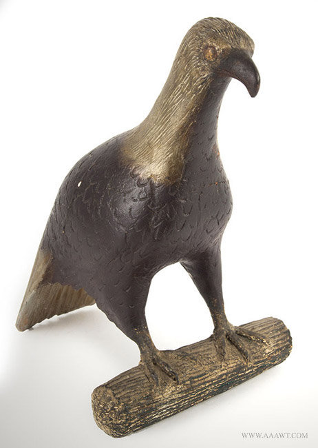 Antique Carved Folk Art Eagle with Folded Wings, New York, Circa 1900, right angle view