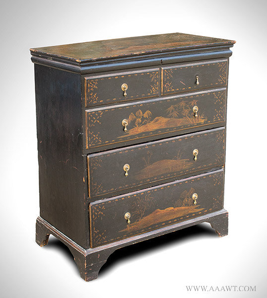 Chest, Blanket Chest, Chinoiserie Paint Decorated, Lift-Top, William and Mary
New England, 18th Century, entire view