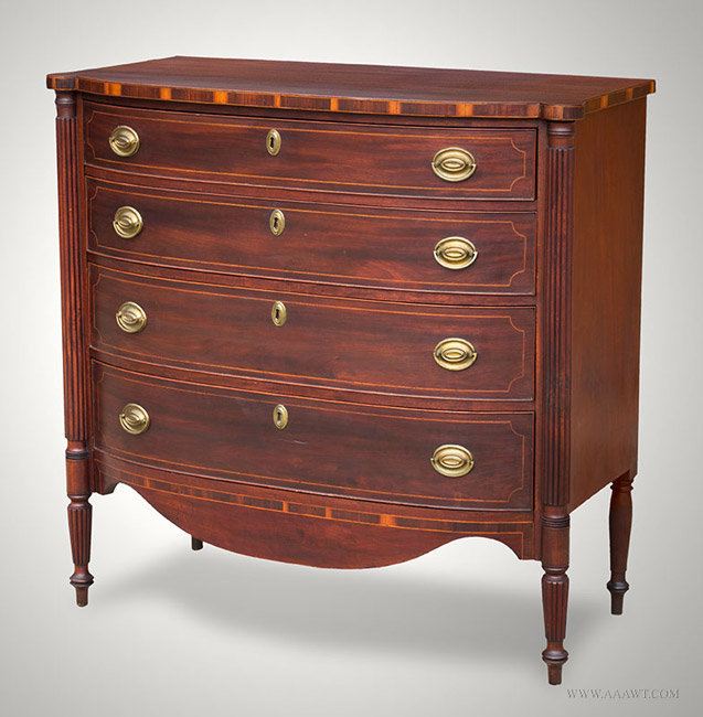 Antique Chest of Drawers, Possibly By Joseph Rawson and Son, Rhode Island, 19th Century, angle view
