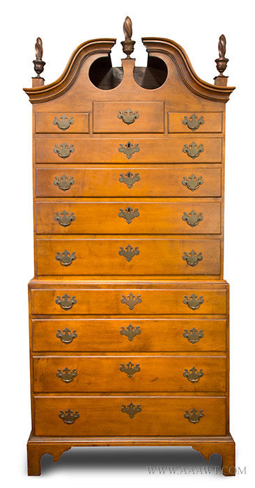 Chest on Chest, Bonnet Top, Diminutive, Original Hardware, Old Surface
New England, Circa 1770, entire view