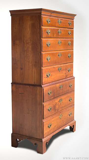 Antique New England Chest on Chest, Late 18th Century, angle view