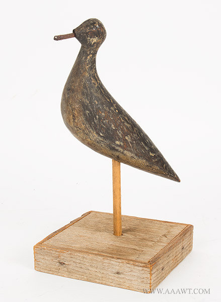 Antique Golden Plover Shorebird Decoy, Original Paint, Late 19th to Early 20th Century, facing left view