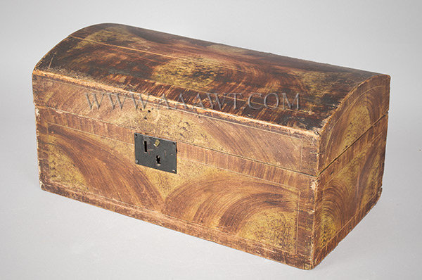 Paint Decorated Dome Top Trunk, Original Dry Surface, Dovetail Joinery
Probably New York or Vermont
Early 19th Century, entire view