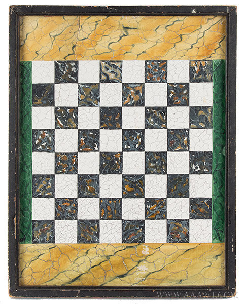 Antique Gameboard, Marbleized Surface, Original Paint, 19th Century, entire view