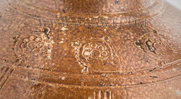 Brown Saltglaze Stoneware Serving Jug, Spouted Pitcher, Strap Handle
Rearen, Germany
First Half of 17th Century, marks detail