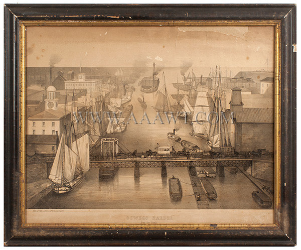 Oswego Harbor from the South, Lithograph
By W.H. Rease (Illustrator)
Philadelphia, Pennsylvania
Circa 1850, entire view