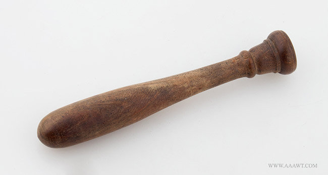 Antique Turned 18th Century Muddler/Toddy Stick, angle view