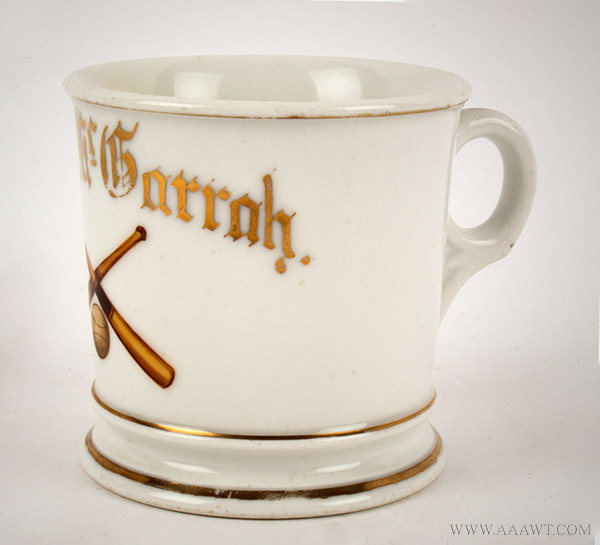 Shaving Mug, Hand Painted and Gilt Decoration, side view