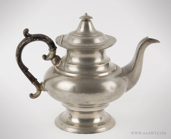 Pewter Teapot by William Savage of Connecticut, Circa 1837 to 1840, entire view