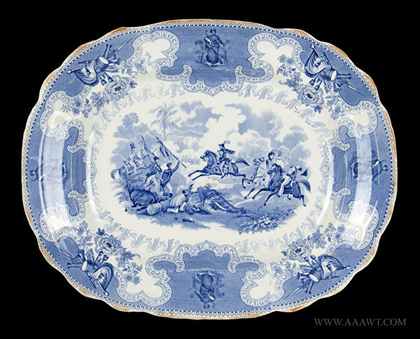 Transferware, Historical Blue, Texian Campaign Series, Platter, 17 Inch
Battle of Resaca de la Palma
English, Staffordshire, 19th Century, entire view