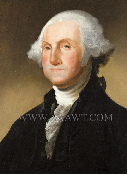 George Washington Portrait, Civilian Dress, Depicted With Sword  Circa 1800 to 1820, entire view