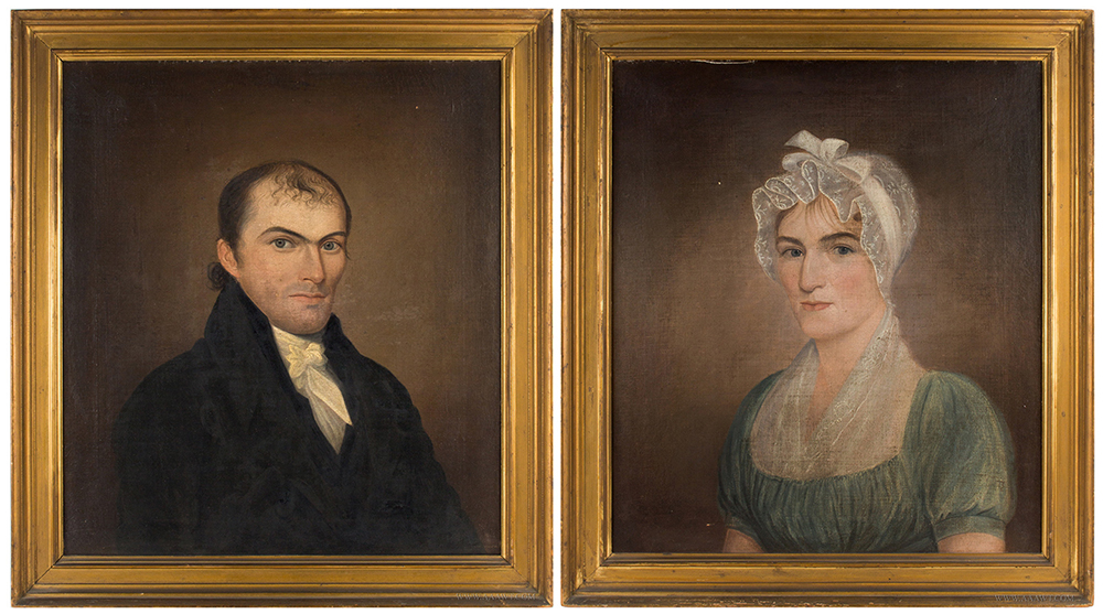 Pair of Federal Pendant Portraits, Man and Woman