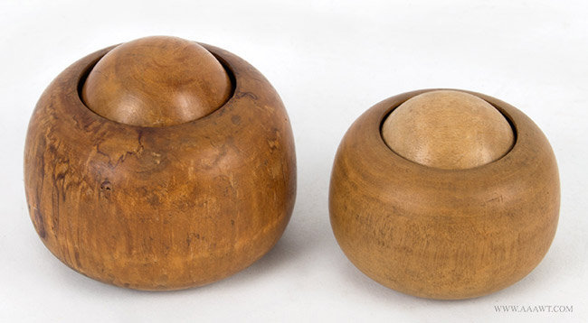 Antique Treen Rundlet/Canteen in Original Surface, New England, 18th or Early 19th Century, entire view